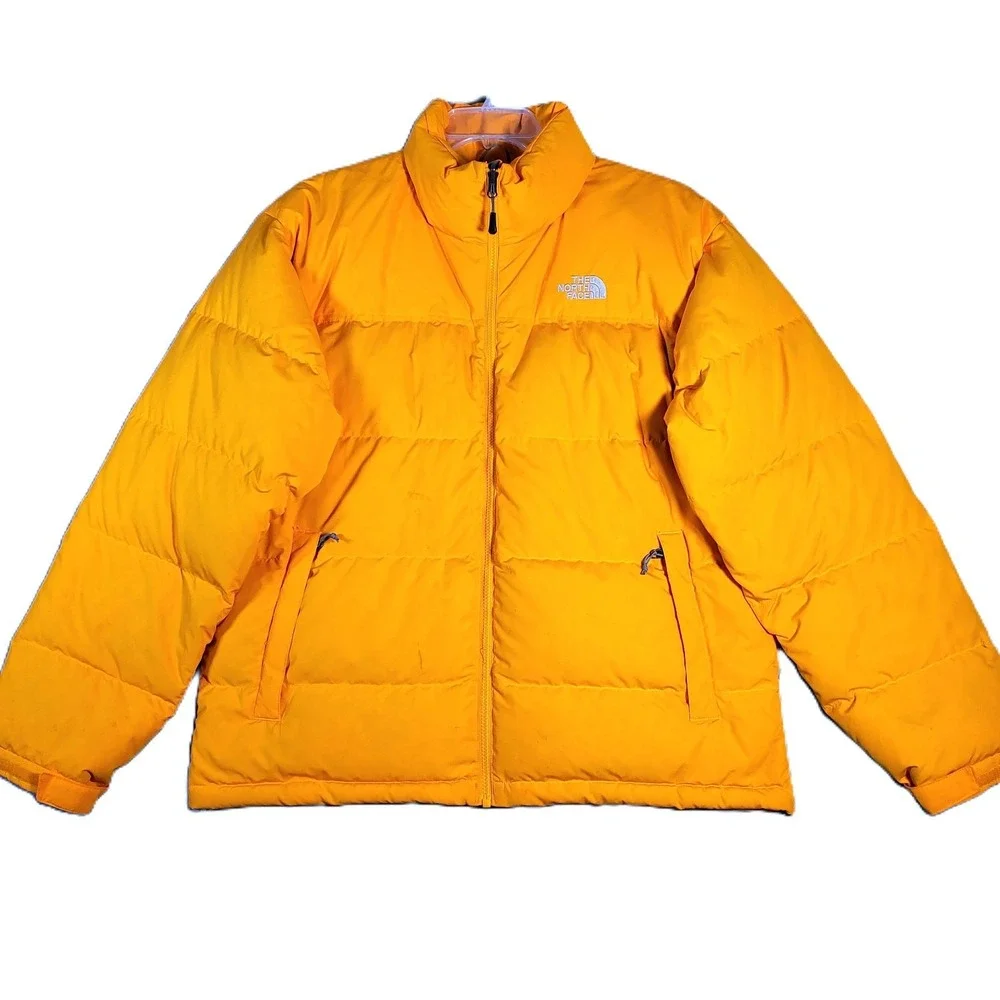 The North Face Puffer Jacket Men L Yellow Nuptse Down Outdoor Ski Gorpcore *READ